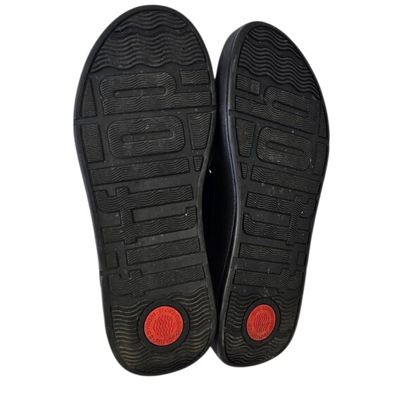 FitFlop Womens F-Mode Leather Platform Cross Slides, Black, Comfort, Summer, 9 - Picture 7 of 8